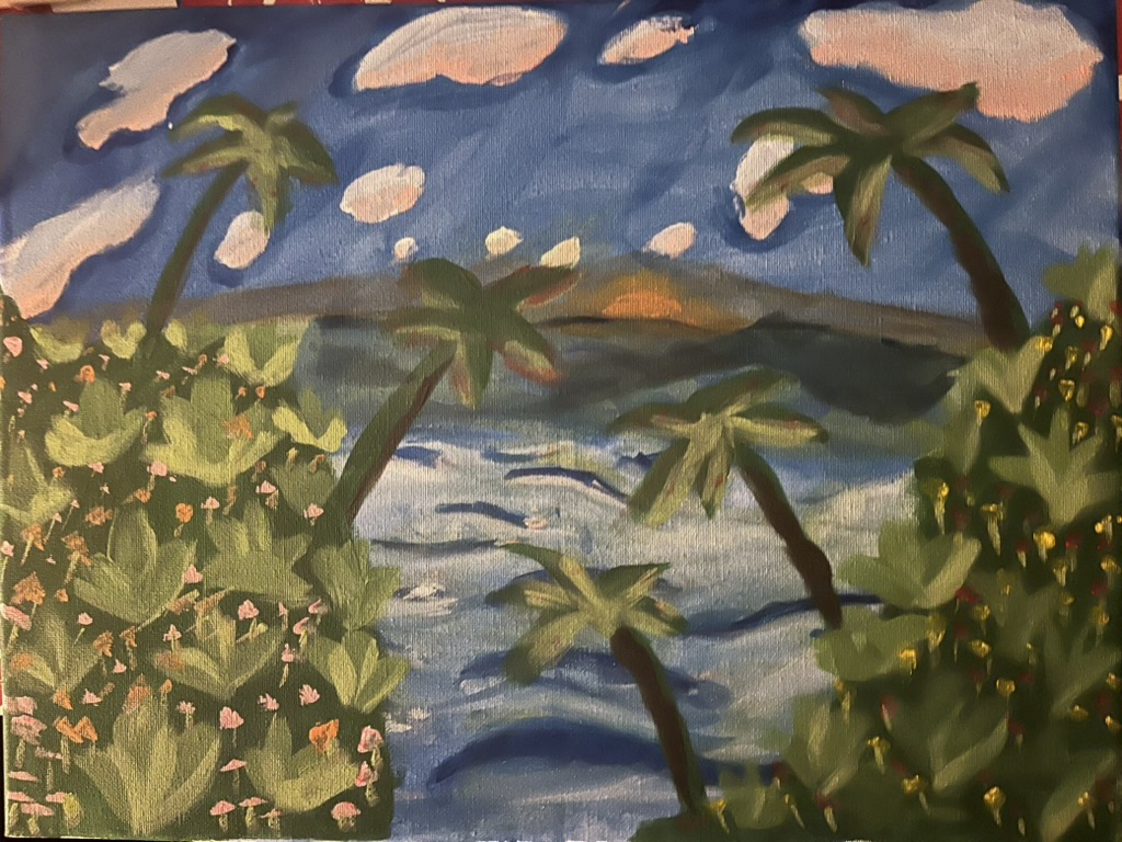 Palm tree paradise oil painting