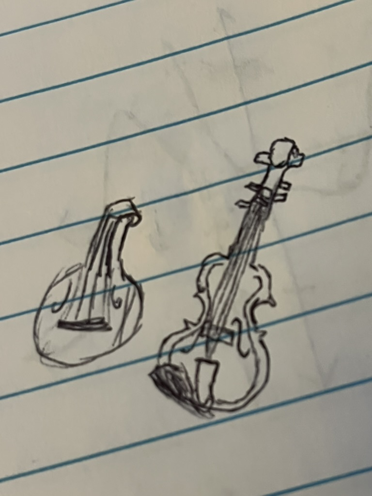 Ink study of two stringed instruments